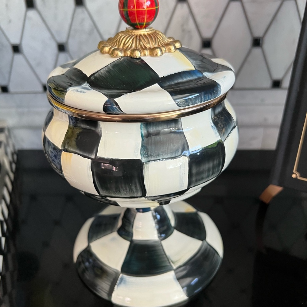 Mackenzie Childs Courtly Check Curiosity Pot